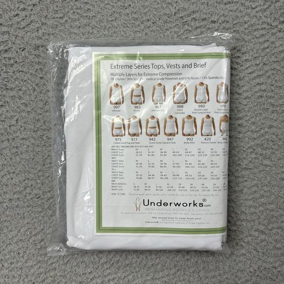 Underworks 997 Ultimate Chest Binding Top DBL Panel Tank White Size 4x - Picture 5 of 6